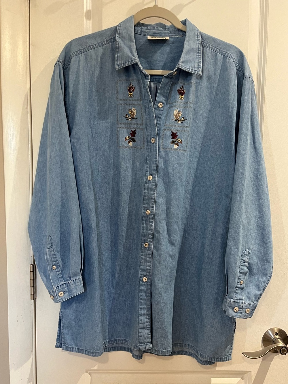 Vintage Northern Reflections Chambray Embroidered Button Down Shirt 2X Blue Fall